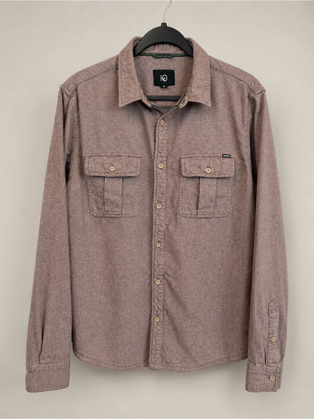 tentree Men's 100% Cotton Twill Utility Button Up Shirt Heather Brown Size Med